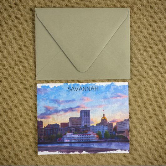 Savannah Georgia Skyline Riverfront Briefkaart