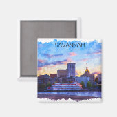 Savannah Georgia Skyline Riverfront Magneet (Voorkant / Achterkant)