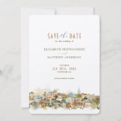 Savannah Georgia Skyline Save-the-Date Kaart (Voorkant)