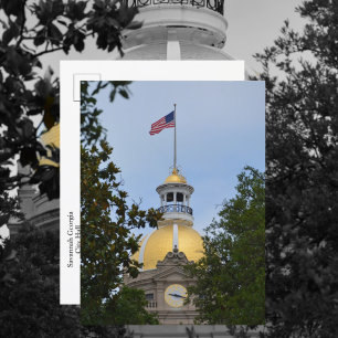 Savannah Georgia Stadhuis Gouden Koepel Fotografis Briefkaart