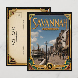Savannah Georgia Vintage Art Deco Gouden Tijdperk Briefkaart