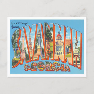 Savannah, Georgia Vintage Big Letters Briefkaart