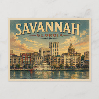 Savannah Georgia Vintage Reizen Briefkaart