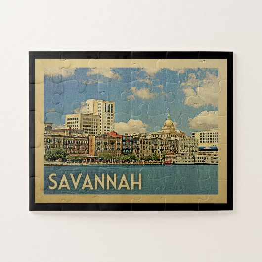 Savannah Georgia Vintage Travel Legpuzzel (Horizontaal)