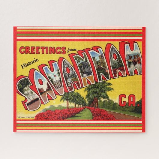 Savannah Géorgie Vintage Jigsaw Puzzle (Horizontal)