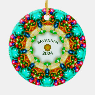 SAVANNAH ~ Gepersonaliseerde Fractal Christmas Des Keramisch Ornament