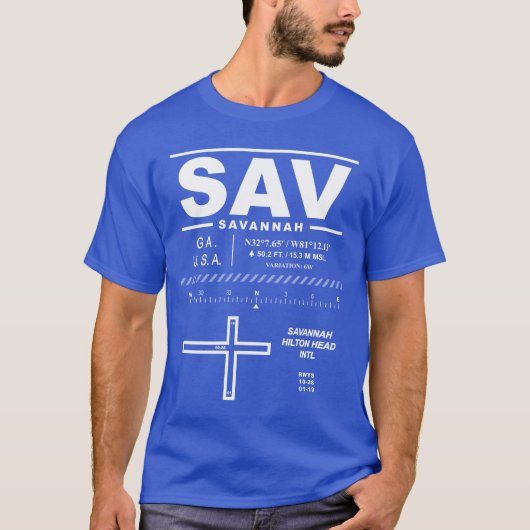 Savannah / Hilton Head Int'l Airport T-Shirt SAV (Devant)
