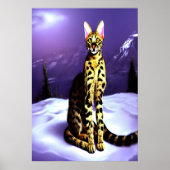 Savannah-kat in berg | AI Art Poster (Voorkant)