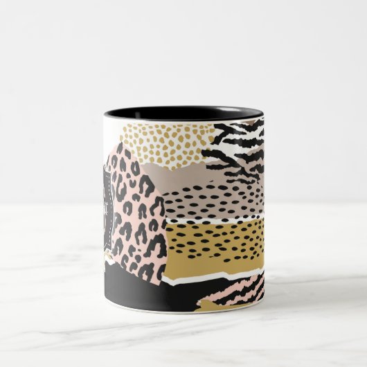 Savannah met aangepaste monogram en naam tweekleurige koffiemok (Center)