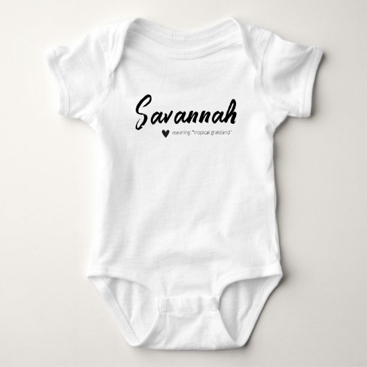 Savannah Name onthult een minimale moderne zwarte Romper (Voorkant)