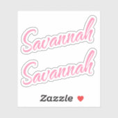 Savannah Nom décoratif en rose x2 Sticker (Feuille)