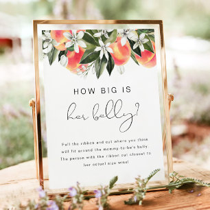 SAVANNAH Perzik Hoe groot is haar buik Baby Shower Poster