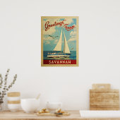 Savannah Poster Vintage voyage de voilier Géorgie (Cuisine)