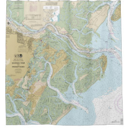 Savannah River en Wassaw Sound Nautische kaart Douchegordijn