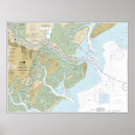 Savannah River en Wassaw Sound Nautische kaart Poster