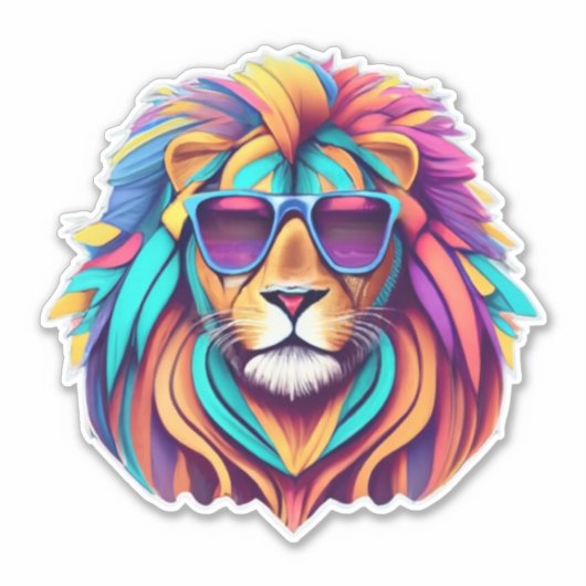 Savannah Serenity Lion Sticker Bliss (Voorkant)