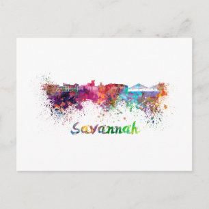 Savannah skyline in waterverf briefkaart
