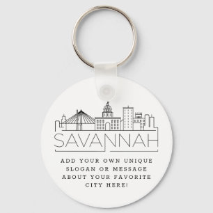 Savannah Stylized Skyline Custom Slogan Sleutelhan Sleutelhanger