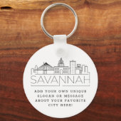 Savannah Stylized Skyline Custom Slogan Sleutelhan Sleutelhanger (Voorkant)