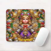 SAVANNAH ~ Vintage kerstpop ~ Mousepad Muismat (Met muis)