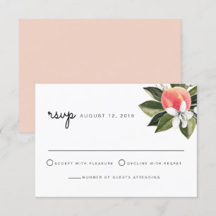 Savannah - Waterverf Peach White Floral RSVP Card Kaart