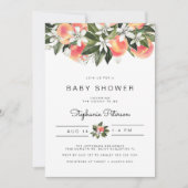 SAVANNAH Waterverf Perzik Baby shower Uitnodiging (Voorkant)