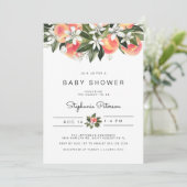 SAVANNAH Waterverf Perzik Baby shower Uitnodiging (Staand voorkant)