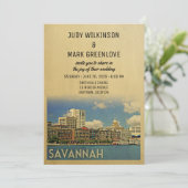 Savannah Wedding Invitation Georgia Kaart (Staand voorkant)