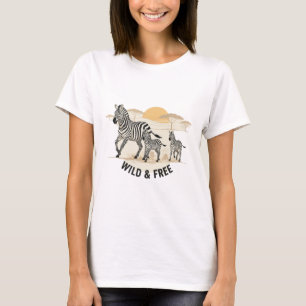 Savanne Stappen Zebra Familie T-shirt