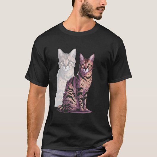 Savannekat Grappig Ontwerp Serval Kat T-shirt (Voorkant)