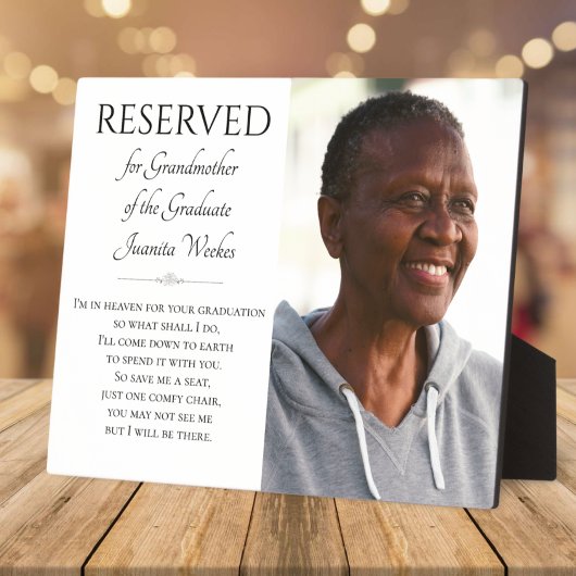 Save A Seat Grootmoeder van het Afstuderen Memoria Fotoplaat