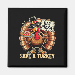 Save A Turkey Eat Pizza Grappig Gelukkig Thanksgiv Magneet