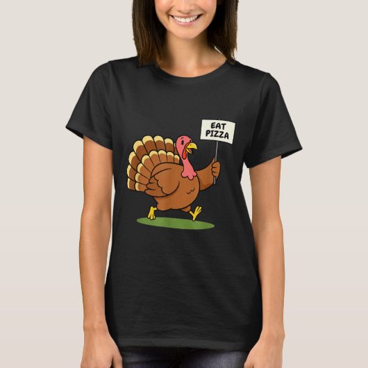 Save A Turkey, Eat Zza Funny Thanksgiving Design F T-shirt (Voorkant)