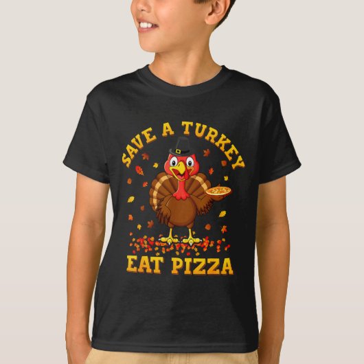 Save A Turkey Eat Zza Funny Thanksgiving Men Women T-shirt (Voorkant)