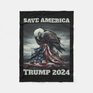 Save America Sad Eagle Amerikaanse vlag nooit over Fleece Deken