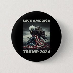 Save America Sad Eagle Amerikaanse vlag nooit over Ronde Button 5,7 Cm