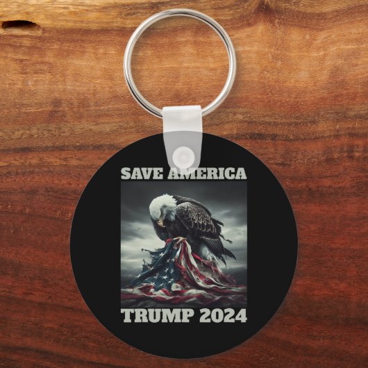 Save America Sad Eagle Amerikaanse vlag nooit over Sleutelhanger (Voorkant)