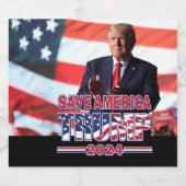 Save America Trump 2024 Sparkling Wijnetiket (Enkel label)