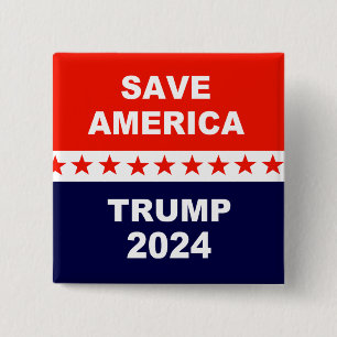 Save America Trump 2024 Vierkante Button 5,1 Cm