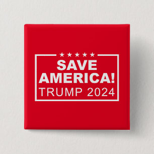 Save America Trump 2024 Vierkante Button 5,1 Cm