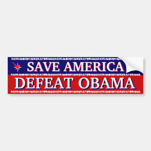 SAVE AMERIKA - DEFEAT OBAMA BUMPERSTICKER (Voorkant)