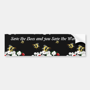 SAVE BEES redt de wereld - bijen ladybug art Bumpersticker