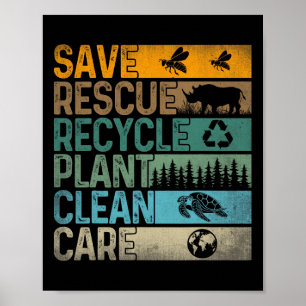 Save Bees Rescue Dieren Recyclen kunststoffen Plez Poster