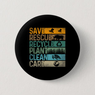 Save Bees Rescue Dieren Recyclen kunststoffen Plez Ronde Button 5,7 Cm