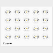 Save-date bruiloft monogram van liefde ronde sticker (Vel)