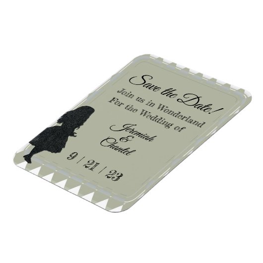 Save Date  Sage Green Alice Wonderland Magneet (Linkerzijde)