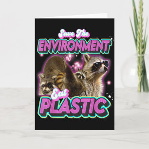 Save De Milieu Eet Plastic Wasbeer Grappig Knippen Kaart