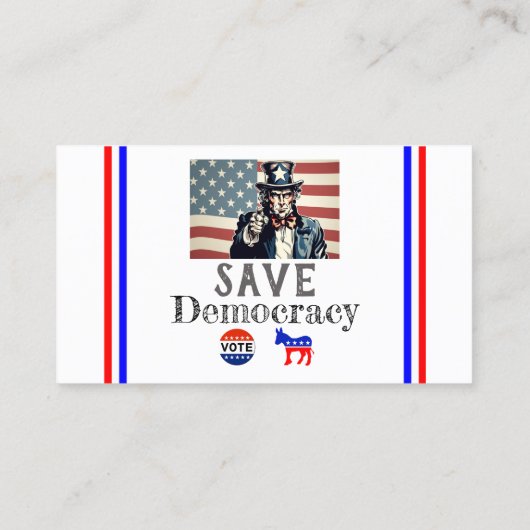 Save Democracy Carte de visite (Dos)