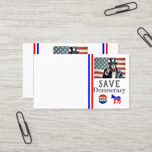 Save Democracy Carte de visite (Devant/Arrière en situation)