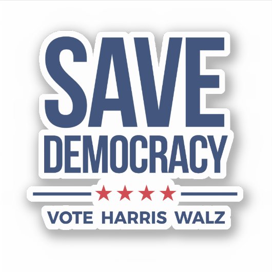 SAVE DEMOCRACY - Stem op Harris Walz Sticker (Voorkant)